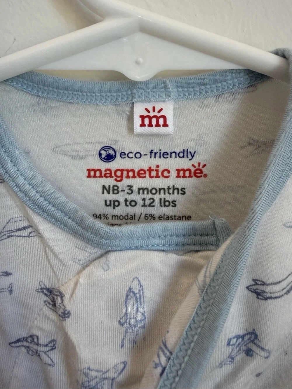 Magnetic Me White & Light Blue Airplane Sleep Sack